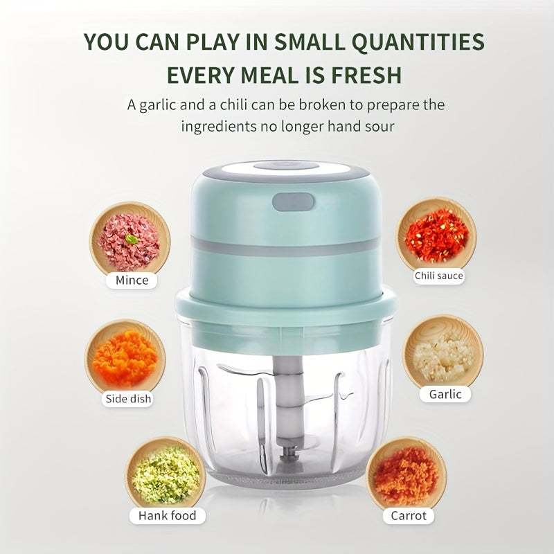 1pc 1set Wireless Portable Electric Food Chopper, Mini Electric Garlic Crusher, Upgrade Your Kitchen With This Powerful Electric Garlic Chopper - 3.38/ 8.45oz USB Meat Grinder & Masher!