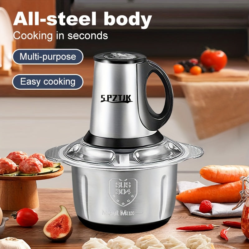 Electric Food Processor with 2 Bowls (12.5 Cup + 12.5 Cup) and 2 Blades - 101.44oz Meat Grinder, Kitchen Chopper, Electric Vegetable Cutter, Garlic Press, Masher - Helps Break Various Foods, Meat, Salad, Nuts, Salad, Home Blender
