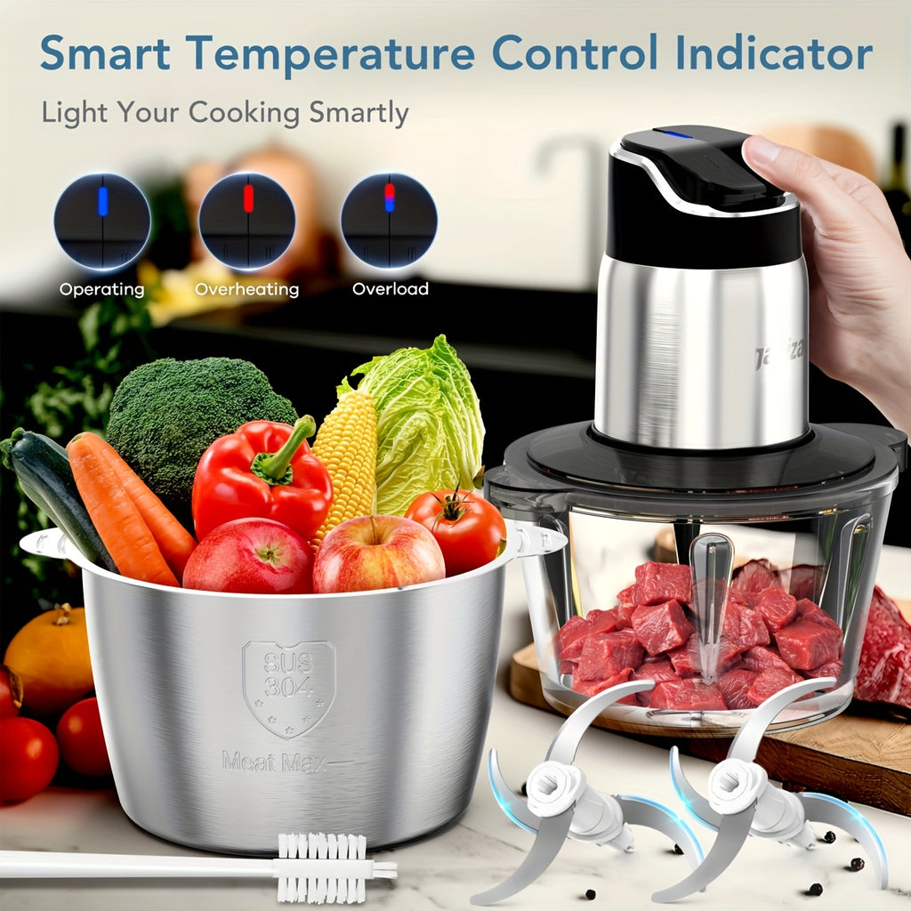 [450W 2-Bowl Food Processor] 450W Food Processors with 2 Bowls | Meat Grinder, 4 Bi-Level Blades, Mini Electric Food Chopper for Baby Food, Meat, Onion, Vegetables, 2 Speed, Christmas Gifts