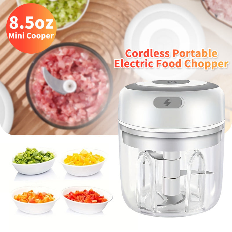 Portable 8.45oz Electric Food Chopper & Garlic Crusher - Compact USB Powered - Includes Meat Mill & Mader Features, Ideal For Quick Kitchen Preparation, Ingredient Preparation Tools, Carryable, Suitable For Camping Picnic