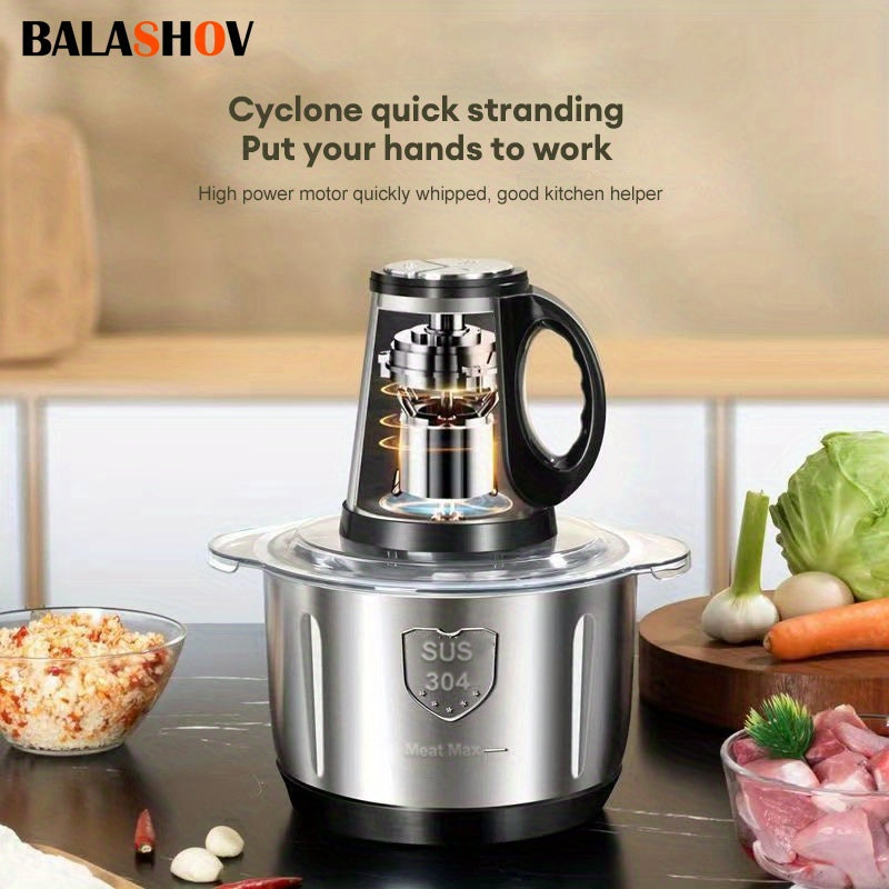 BALASHOV US Plug 3-speed Food Chopper, Food Processor Electric Dough mixer, 5L Large apacity Meat Grinder with Blades, Stainless Steel Mincer for Kitchen, Vegetable, Onion, Garlic, Salad, Fruit, Nuts