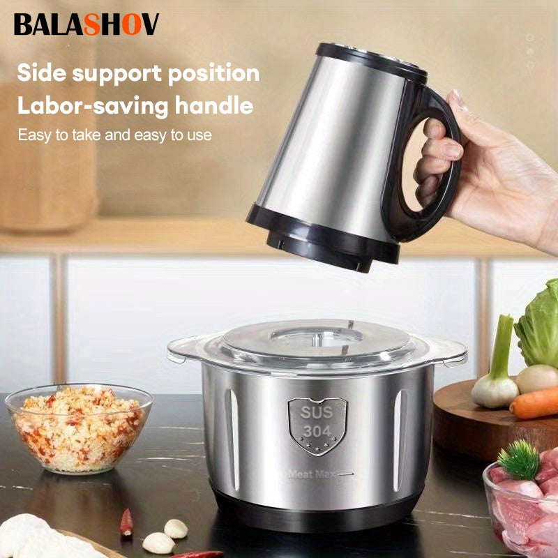 BALASHOV US Plug 3-speed Food Chopper, Food Processor Electric Dough mixer, 5L Large apacity Meat Grinder with Blades, Stainless Steel Mincer for Kitchen, Vegetable, Onion, Garlic, Salad, Fruit, Nuts