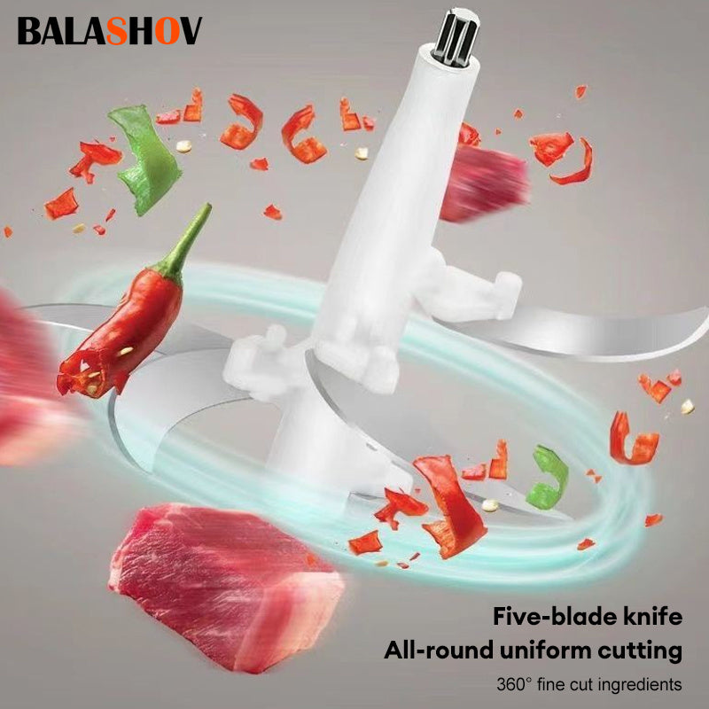 BALASHOV US Plug 3-speed Food Chopper, Food Processor Electric Dough mixer, 5L Large apacity Meat Grinder with Blades, Stainless Steel Mincer for Kitchen, Vegetable, Onion, Garlic, Salad, Fruit, Nuts