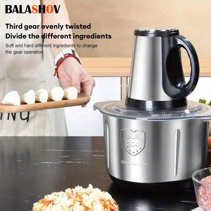 BALASHOV US Plug 3-speed Food Chopper, Food Processor Electric Dough mixer, 5L Large apacity Meat Grinder with Blades, Stainless Steel Mincer for Kitchen, Vegetable, Onion, Garlic, Salad, Fruit, Nuts