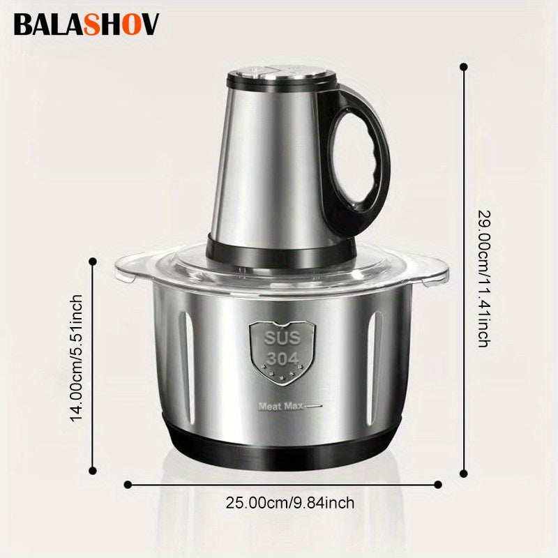 BALASHOV US Plug 3-speed Food Chopper, Food Processor Electric Dough mixer, 5L Large apacity Meat Grinder with Blades, Stainless Steel Mincer for Kitchen, Vegetable, Onion, Garlic, Salad, Fruit, Nuts