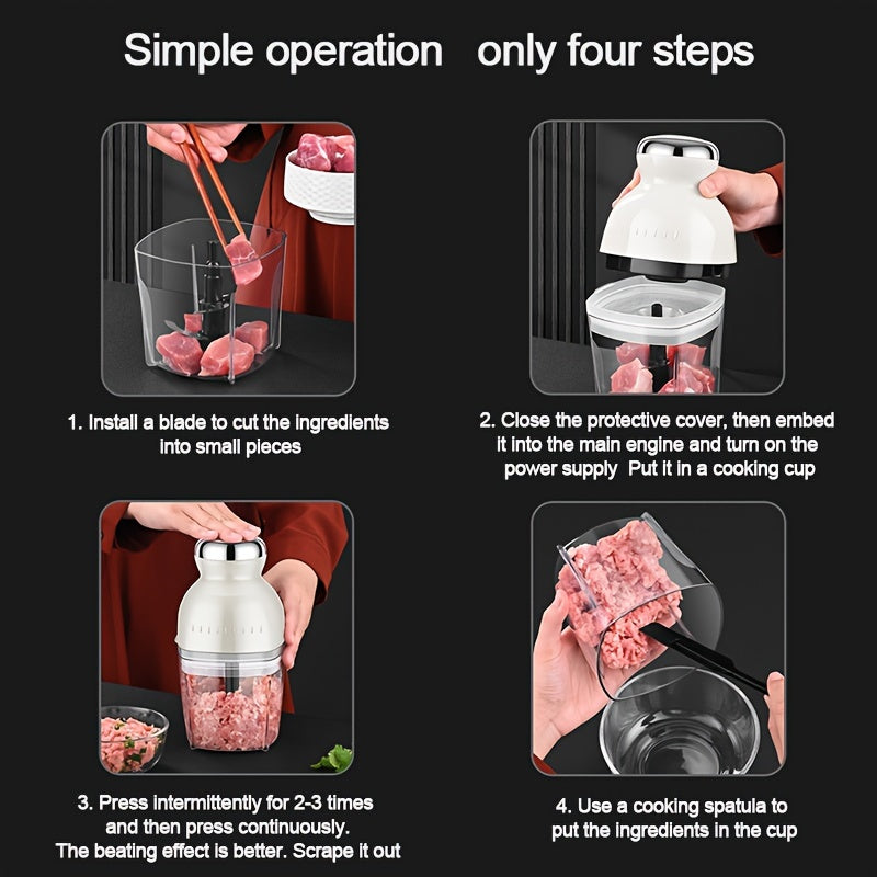 1pc American Standard 110V Meat Grinder, Multifunctional Mini Cooking Machine, Portable Non- Meat Grinder, Electric Meat Grinder, Vegetable Cutter, Suitable for 4-5 People, with A Capacity Of 1 -3 Liters
