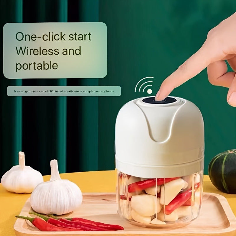 1pc 1 Set Wireless Portable Electric Food Shredder, Mini Electric Garlic Crusher, This Powerful Electric Garlic Crusher Upgrades Your Kitchen - 3.38/ 8.45Oz USB Meat Grinder And Chopper!