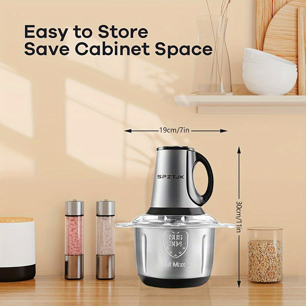 Electric Food Processor with 2 Bowls (12.5 Cup + 12.5 Cup) and 2 Blades - 101.44oz Meat Grinder, Kitchen Chopper, Electric Vegetable Cutter, Garlic Press, Masher - Helps Break Various Foods, Meat, Salad, Nuts, Salad, Home Blender