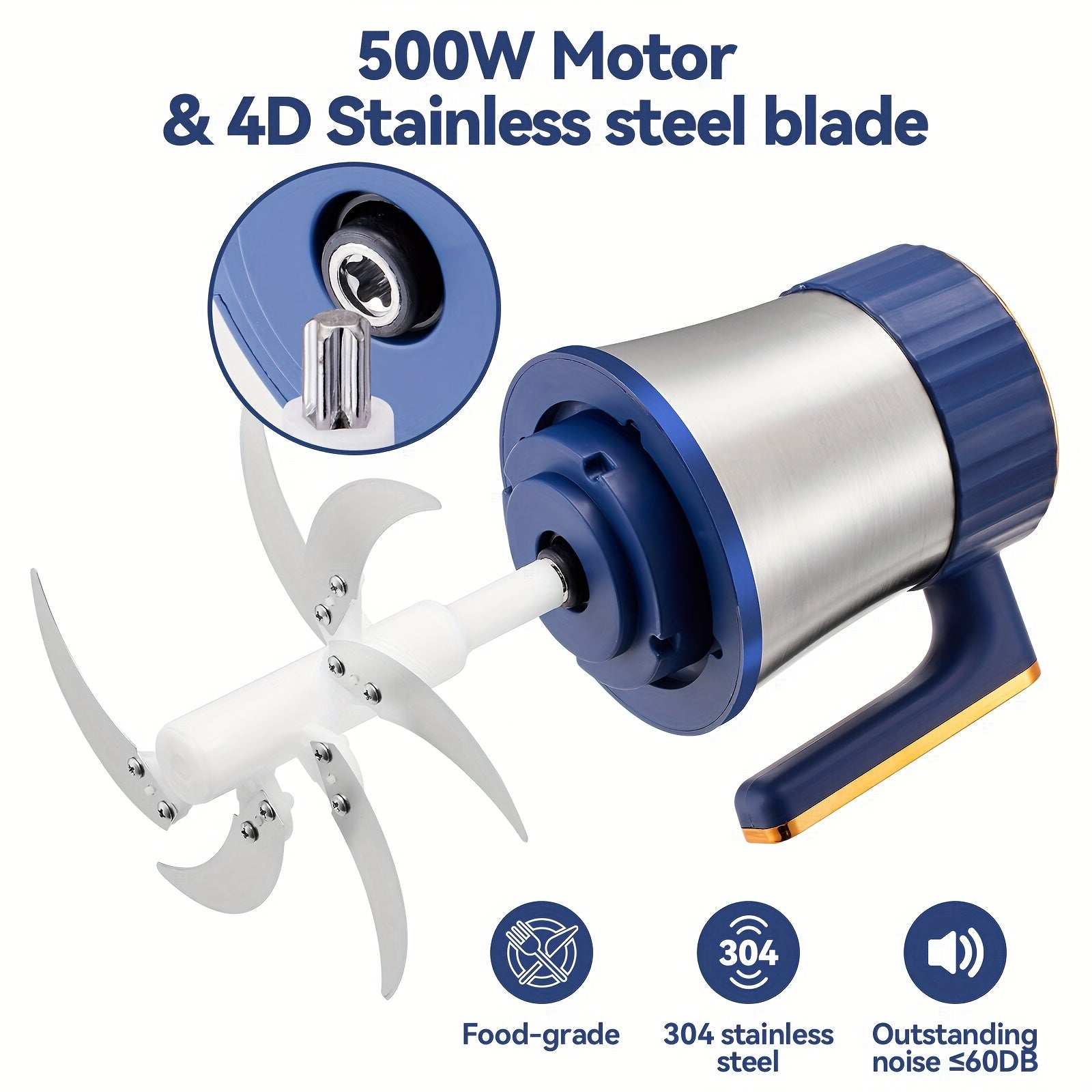 67.63oz/101.44oz/1.32gal 4-Blade/6-Blade Meat Grinder, Commercial Vegetable Chopper, Garlic Masher & Dough Mixing Machine, Electric Cookware, Food Contact Safe, 30000 RPM, US Plug, Stainless Steel Body, Multifunctional Kitchen Appliance, Food Preparation,