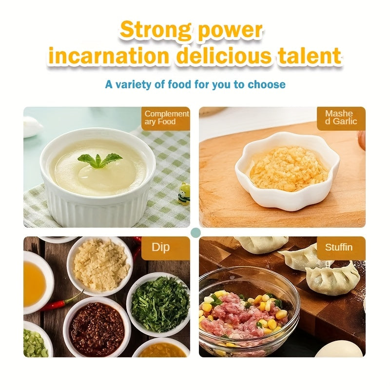 1pc New Electric Garlic Machine, Multi-function Garlic Peeling Machine, Home Small Automatic Meat Grinder, Pull Garlic Stamping Machine, Electric Food Machine, Food Grade Materials, Garlic Peeler Electric, Electric Garlic Peeler Light Beige Remover,