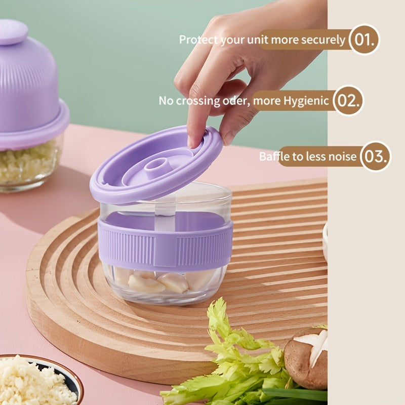 1pc Electric Garlic Chopper, Mini Portable Vegetable Chopper, 11.83oz GarlicGrinderCrusher Onion Chopper, Vegetable Blender, Cordless Food Processor for Ginger.ChiliFruits, Meat, Etc, Blender Machine Barbell, Kitchen Gadgets