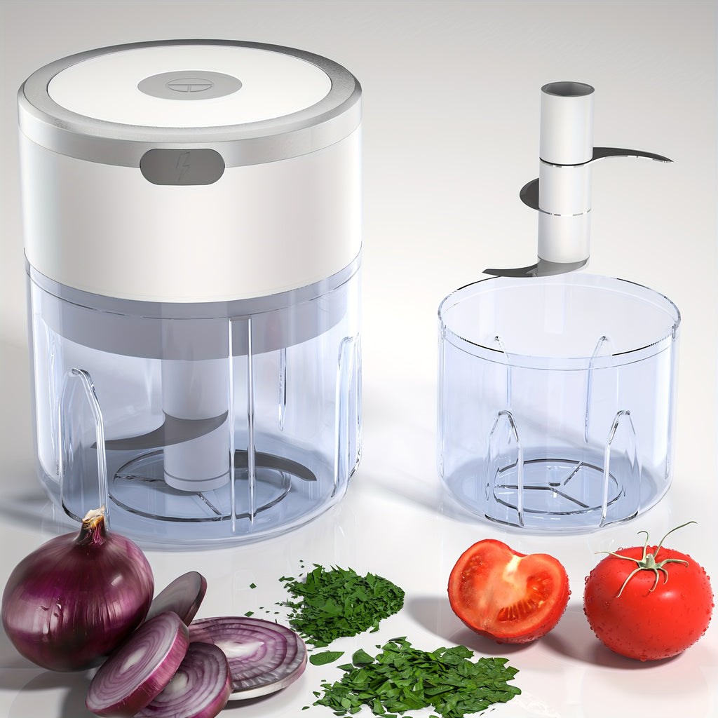 8.45oz Automatic Electric Garlic Masher & Meat Grinder - Multifunctional Kitchen Food Processor with Rechargeable Battery, Portable for Meat Grinding, Stuffing, and More, Food Preparation | Modern Kitchen Gadget | Durable Plastic Body, Garlic Press