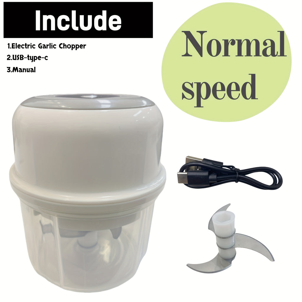 Electric Mini Garlic Chopper, Portable Mini Mincer Electric Food Processor, Garlic Mincer Onion Veggie Chopper, 8.45oz Mini Food Maker Presses for Chili Meat Spices Chopper Blender Machine