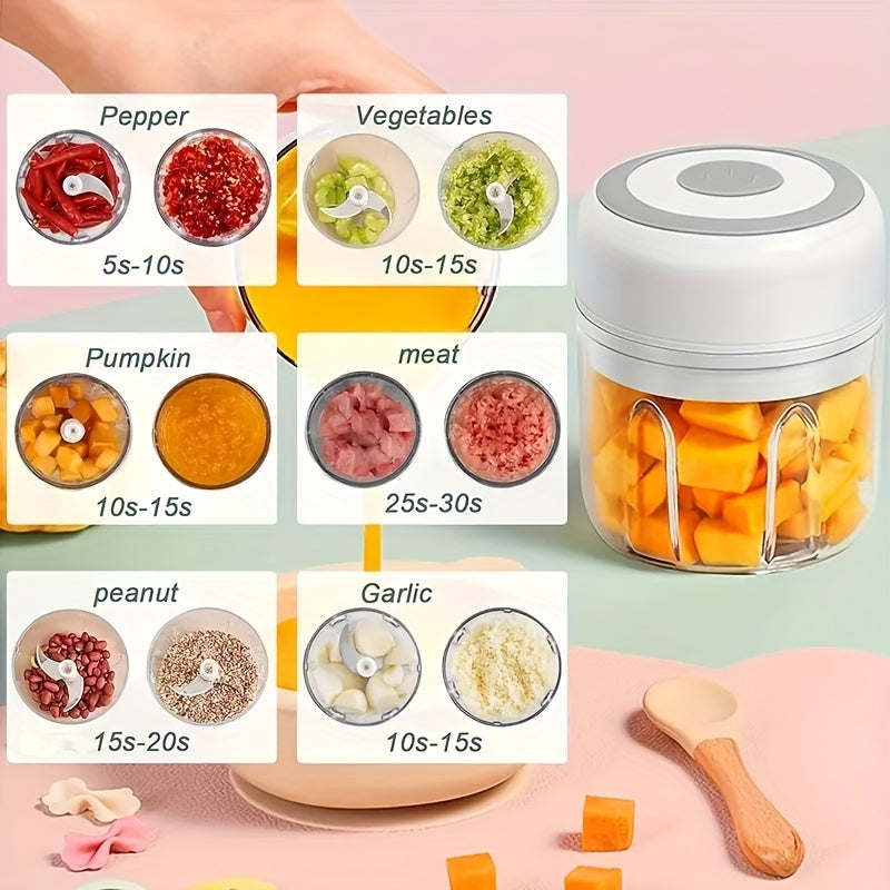 1pc 1set Wireless Portable Electric Food Chopper, Mini Electric Garlic Crusher, Upgrade Your Kitchen With This Powerful Electric Garlic Chopper - 3.38/ 8.45oz USB Meat Grinder & Masher!