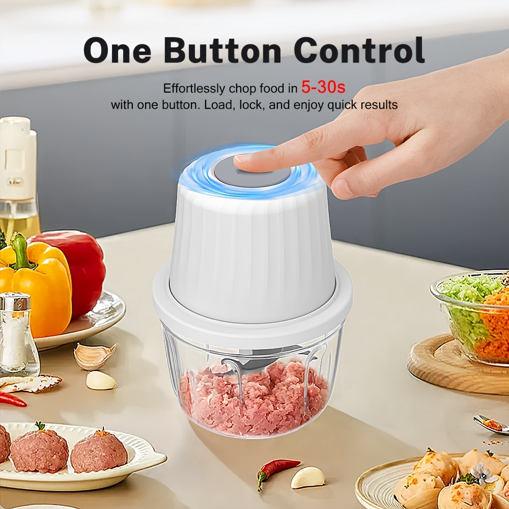Deelife 13.53oz Mini Electric Food Chopper with 6 Slices Blades - Portable USB Rechargeable Garlic Cutter, Vegetable Chopper, Multi-Functional Fruit and Meat Grinder for Chopping Onions, Peppers, Celery, Ginger, Carrots - Kitchen Essential Tool, Vegetable