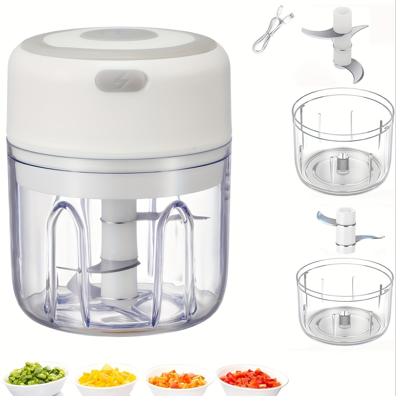 1pc 1set Wireless Portable Electric Food Chopper, Mini Electric Garlic Crusher, Upgrade Your Kitchen With This Powerful Electric Garlic Chopper - 3.38/ 8.45oz USB Meat Grinder & Masher!