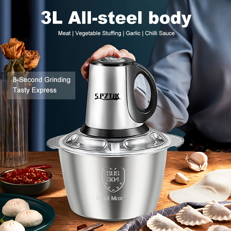 Electric Food Processor with 2 Bowls (12.5 Cup + 12.5 Cup) and 2 Blades - 101.44oz Meat Grinder, Kitchen Chopper, Electric Vegetable Cutter, Garlic Press, Masher - Helps Break Various Foods, Meat, Salad, Nuts, Salad, Home Blender