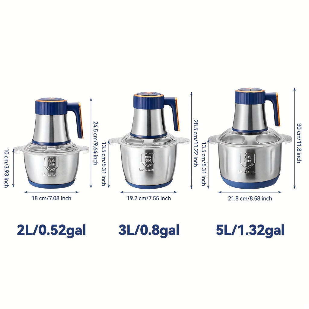 67.63oz/101.44oz/1.32gal 4-Blade/6-Blade Meat Grinder, Commercial Vegetable Chopper, Garlic Masher & Dough Mixing Machine, Electric Cookware, Food Contact Safe, 30000 RPM, US Plug, Stainless Steel Body, Multifunctional Kitchen Appliance, Food Preparation,