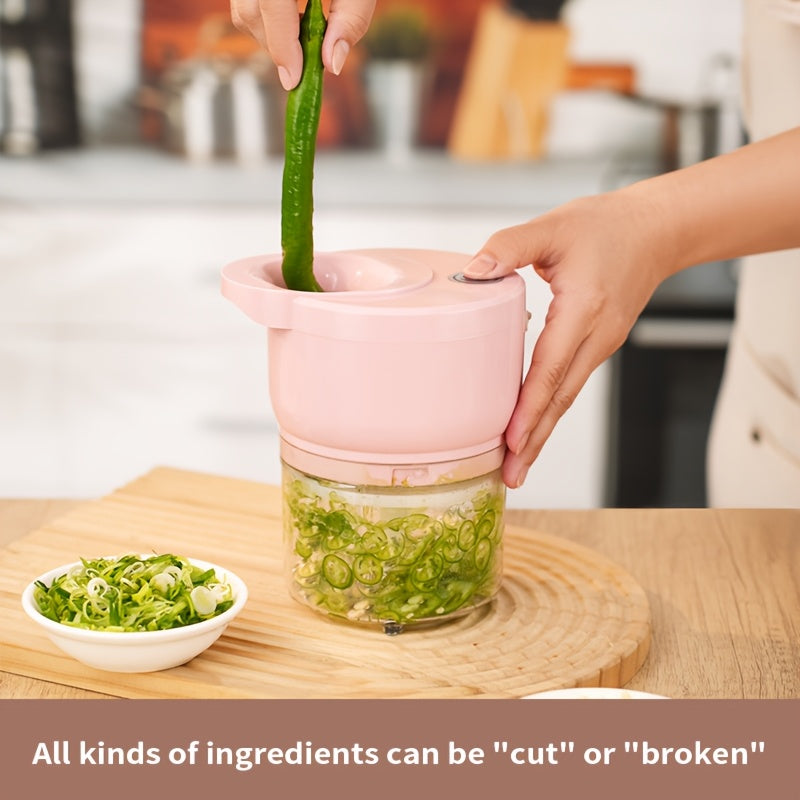 Cordless Portable Electric Food Chopper, Electric Garlic Crusher, Not Only Can Mince Meat And Vegetables But Also Slice And Whisk Eggs, Upgrade Your Kitchen with This Powerful Electric Garlic Chopper!, Kitchen Gadget, Meal Prep Tool, Portable Appliance,