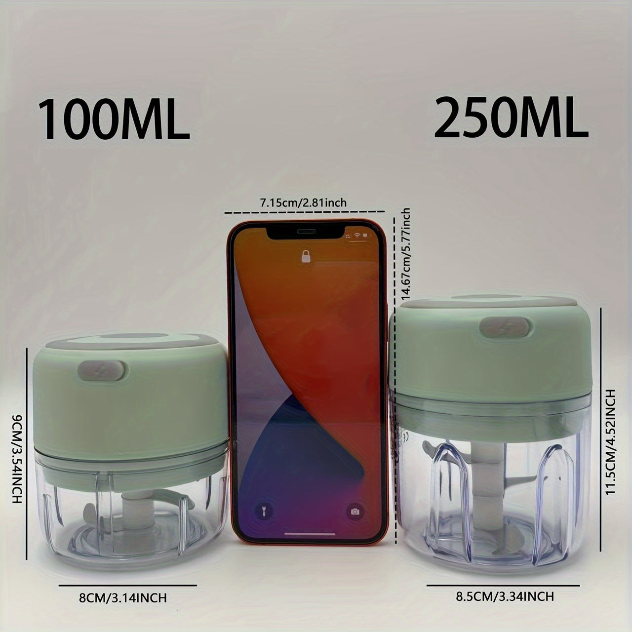 [Portable Mini Food Processor] Compact Portable Electric Mini Food Processor with USB Charging | Powerful Motor, Locking Blade System, Clear Base, Lightweight for Garlic, Meat, Vegetables, Spices - Ideal for Home, Kitchen, Travel, Office - Compatible with