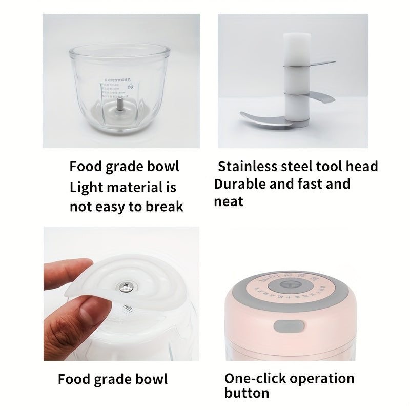 1pc 1set Wireless Portable Electric Food Chopper, Mini Electric Garlic Crusher, Upgrade Your Kitchen With This Powerful Electric Garlic Chopper - 3.38/ 8.45oz USB Meat Grinder & Masher!