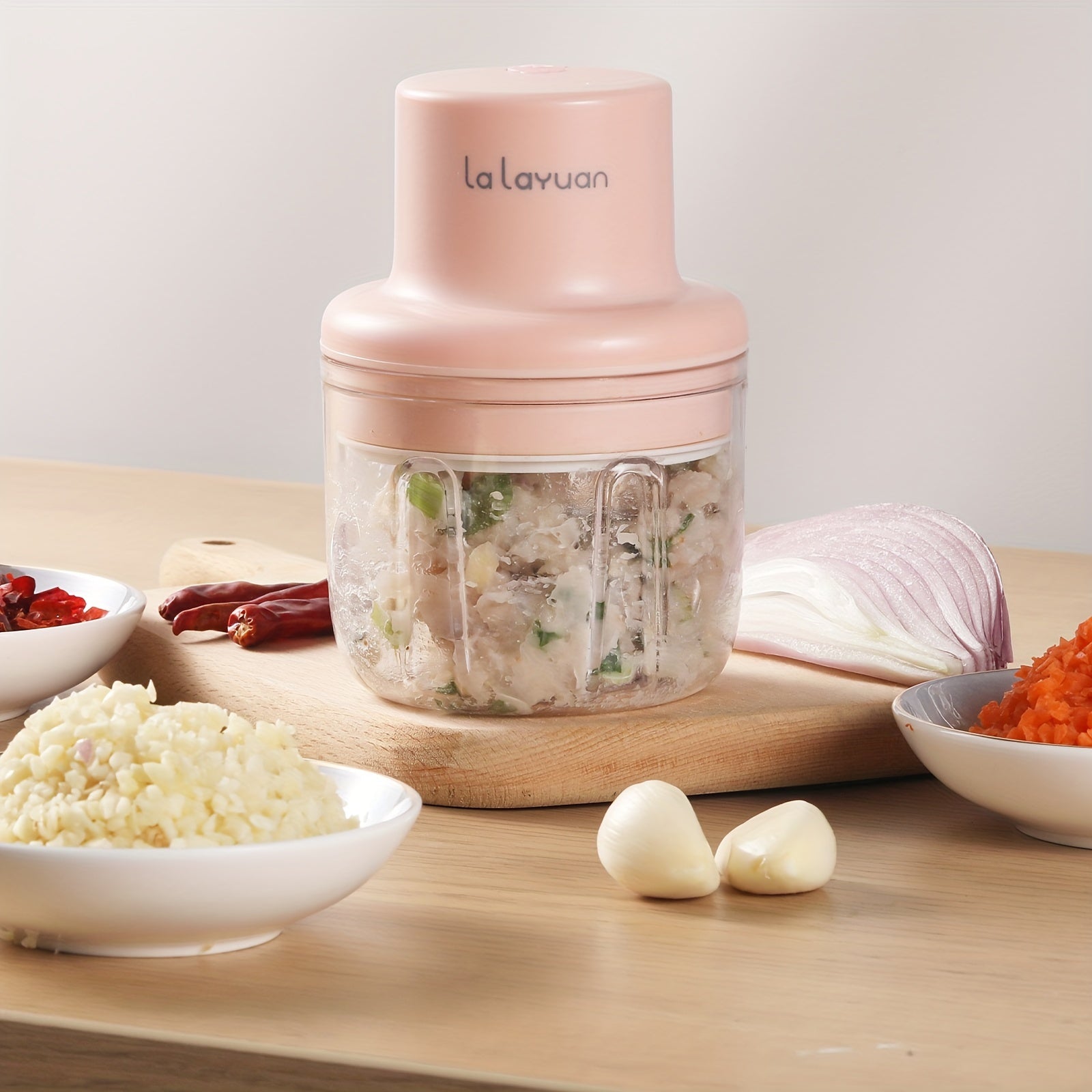[Mini Electric Food Chopper] 250ml USB Charging Mini Food Processor - Electric Garlic Chopper, Garlic Mincer, Chili Crusher, Portable Vegetable Mincer, Cutter for Ginger, Meat Grinder
