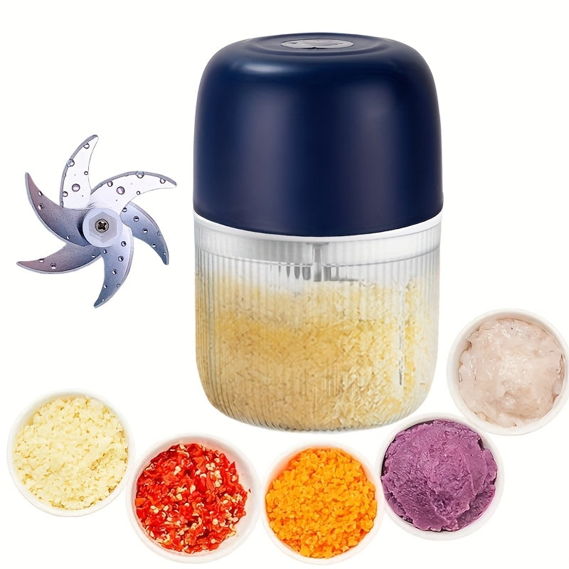 USB Rechargeable Electric Garlic Chopper - Mini Portable Vegetable Chopper, Garlic Grinder, Onion Chopper, Vegetable Blender, Suitable for Garlic, Ginger, Chili, Fruits, Meats, Etc. father gift