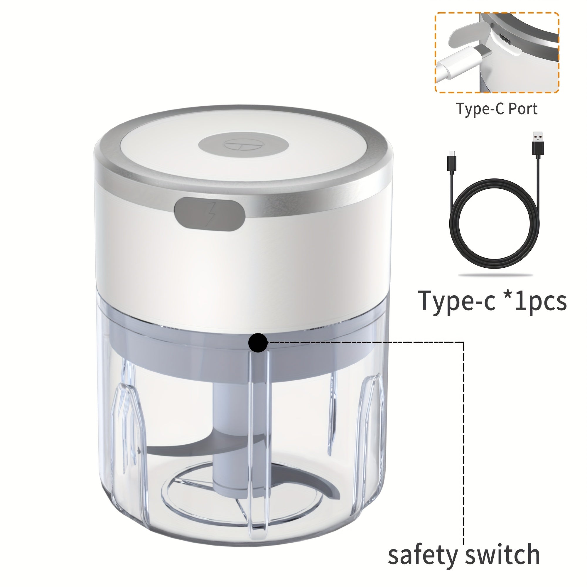 8.45oz Automatic Electric Garlic Masher & Meat Grinder - Multifunctional Kitchen Food Processor with Rechargeable Battery, Portable for Meat Grinding, Stuffing, and More, Food Preparation | Modern Kitchen Gadget | Durable Plastic Body, Garlic Press