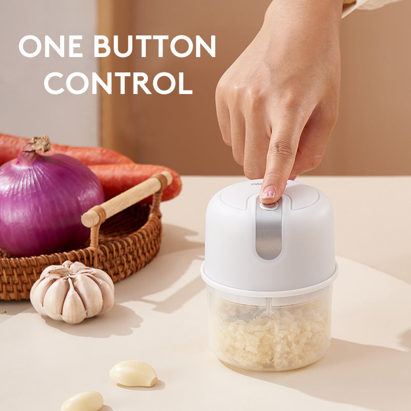 Electric Mini Garlic Chopper, Food Processor, Portable Cordless Garlic Mincer Masher, Meat Grinder with USB Charging For Vegetable, Chili, Fruits, Ginger, Baby Food, Seasoning 250ml (White)