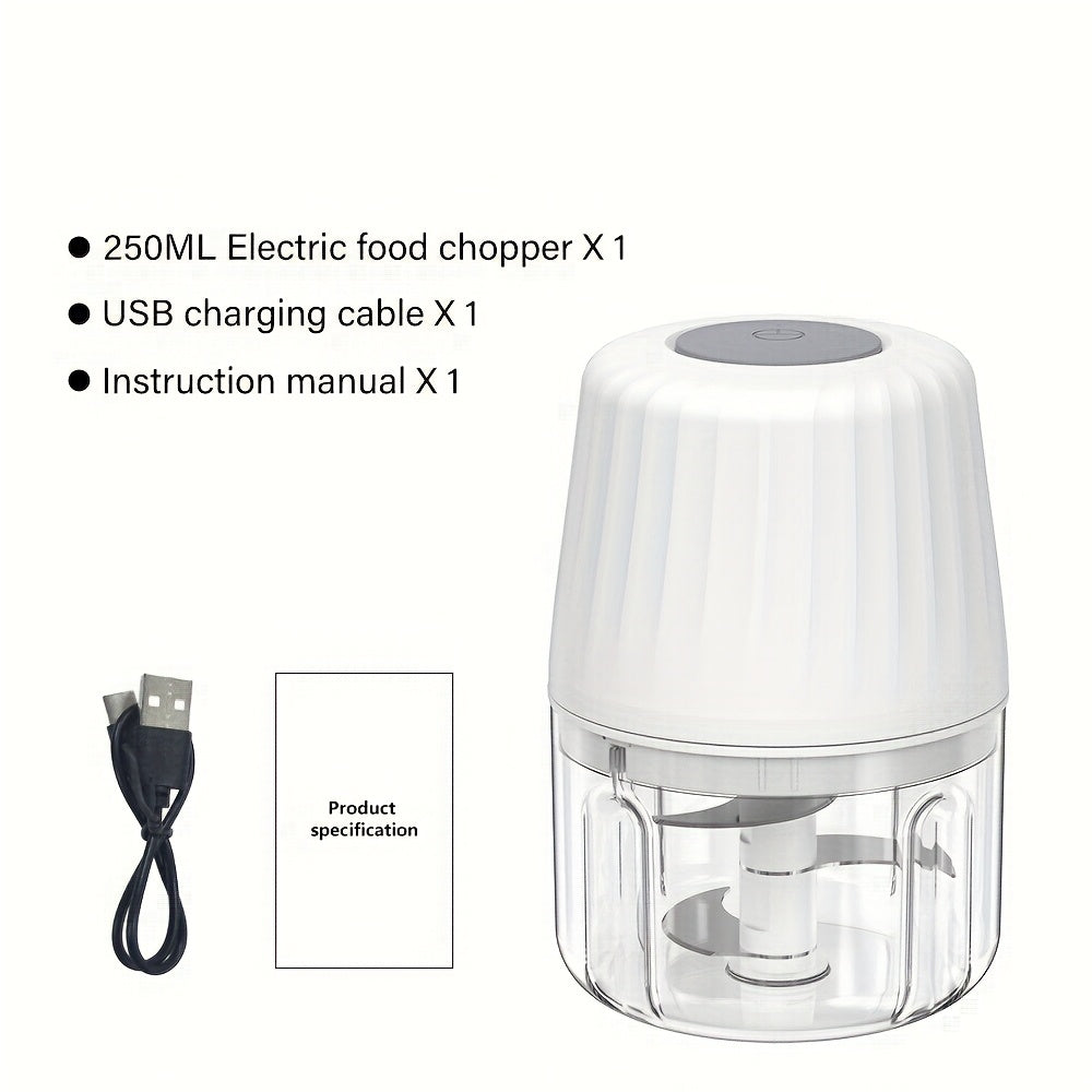 Deelife 13.53oz Mini Electric Food Chopper with 6 Slices Blades - Portable USB Rechargeable Garlic Cutter, Vegetable Chopper, Multi-Functional Fruit and Meat Grinder for Chopping Onions, Peppers, Celery, Ginger, Carrots - Kitchen Essential Tool, Vegetable