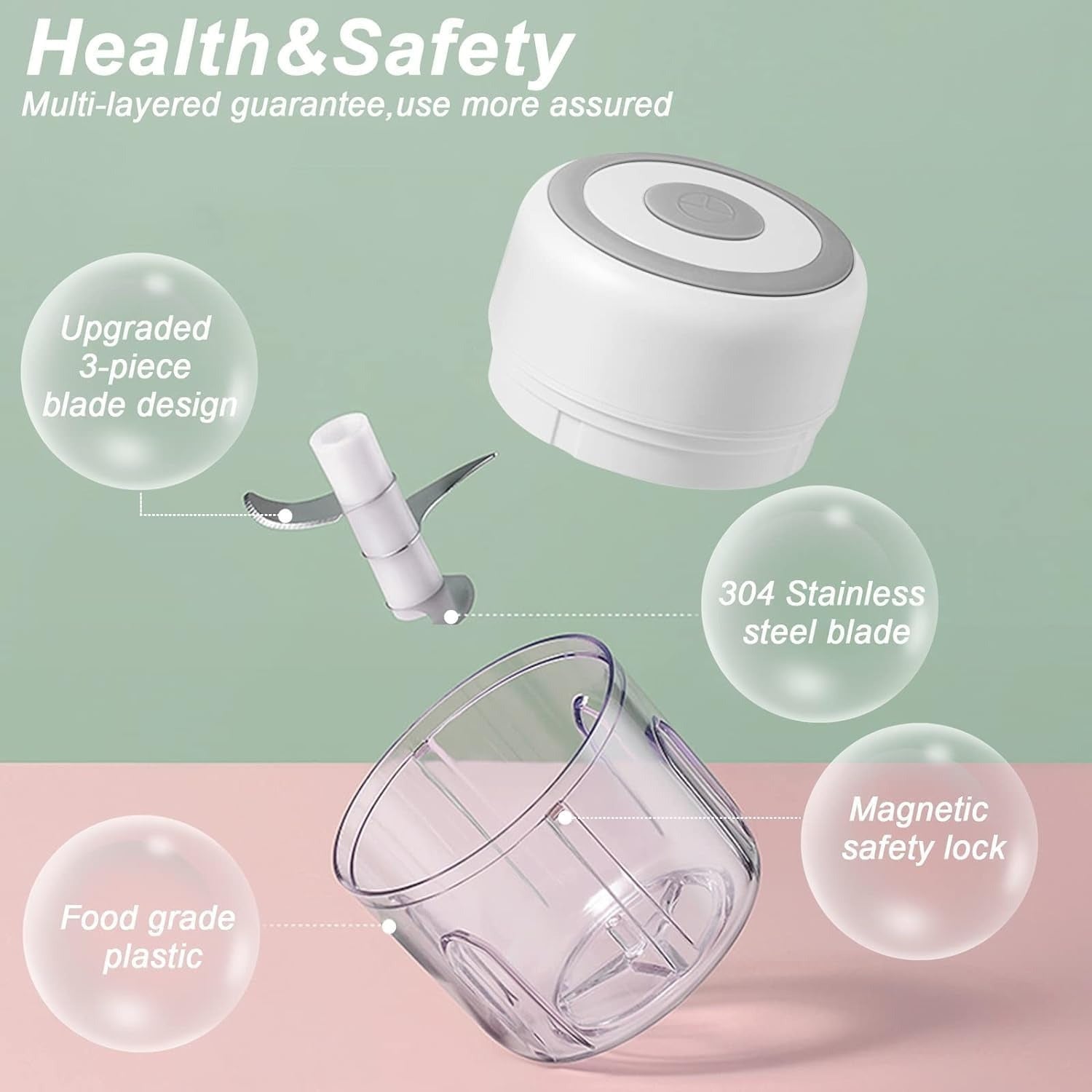 Chop Garlic & Vegetables With Ease! Electric Garlic Chopper, Portable USB Rechargeable, 250ml Capacity, Food Processor For Ginger, Chilli, Minced Meat & Fruit (White)!Mother'S Day Gifts, Gifts For Girls