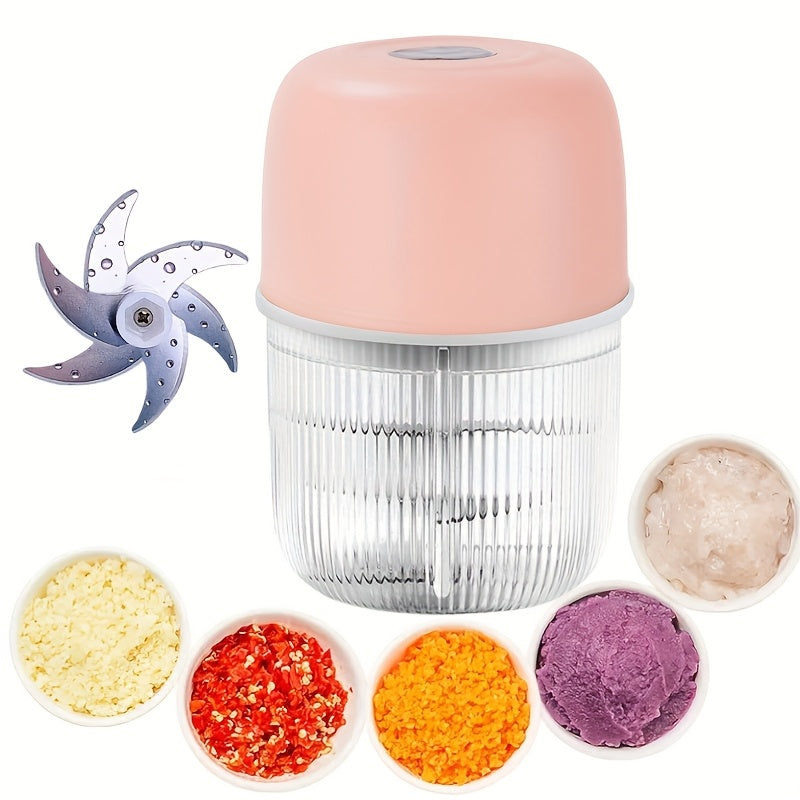 USB Rechargeable Electric Garlic Chopper - Mini Portable Vegetable Chopper, Garlic Grinder, Onion Chopper, Vegetable Blender, Suitable for Garlic, Ginger, Chili, Fruits, Meats, Etc. father gift