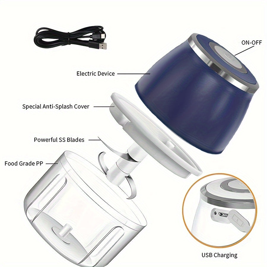 Electric Mini Garlic Mincer, 11.83oz USB Vegetable Onion Chopper, Portable Small Food Processor for Ginger, Chili, Vegetables, Meat, Mini kitchen appliances that are perfect for gift giving