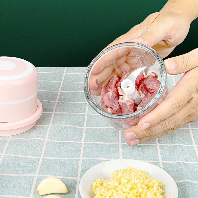 Portable 8.45oz Electric Food Chopper & Garlic Crusher - Compact USB Powered - Includes Meat Mill & Mader Features, Ideal For Quick Kitchen Preparation, Ingredient Preparation Tools, Carryable, Suitable For Camping Picnic