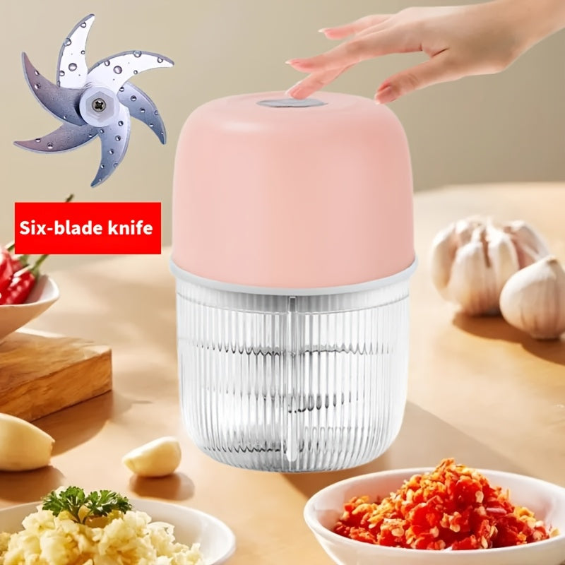 USB Rechargeable Electric Garlic Chopper - Mini Portable Vegetable Chopper, Garlic Grinder, Onion Chopper, Vegetable Blender, Suitable for Garlic, Ginger, Chili, Fruits, Meats, Etc. father gift