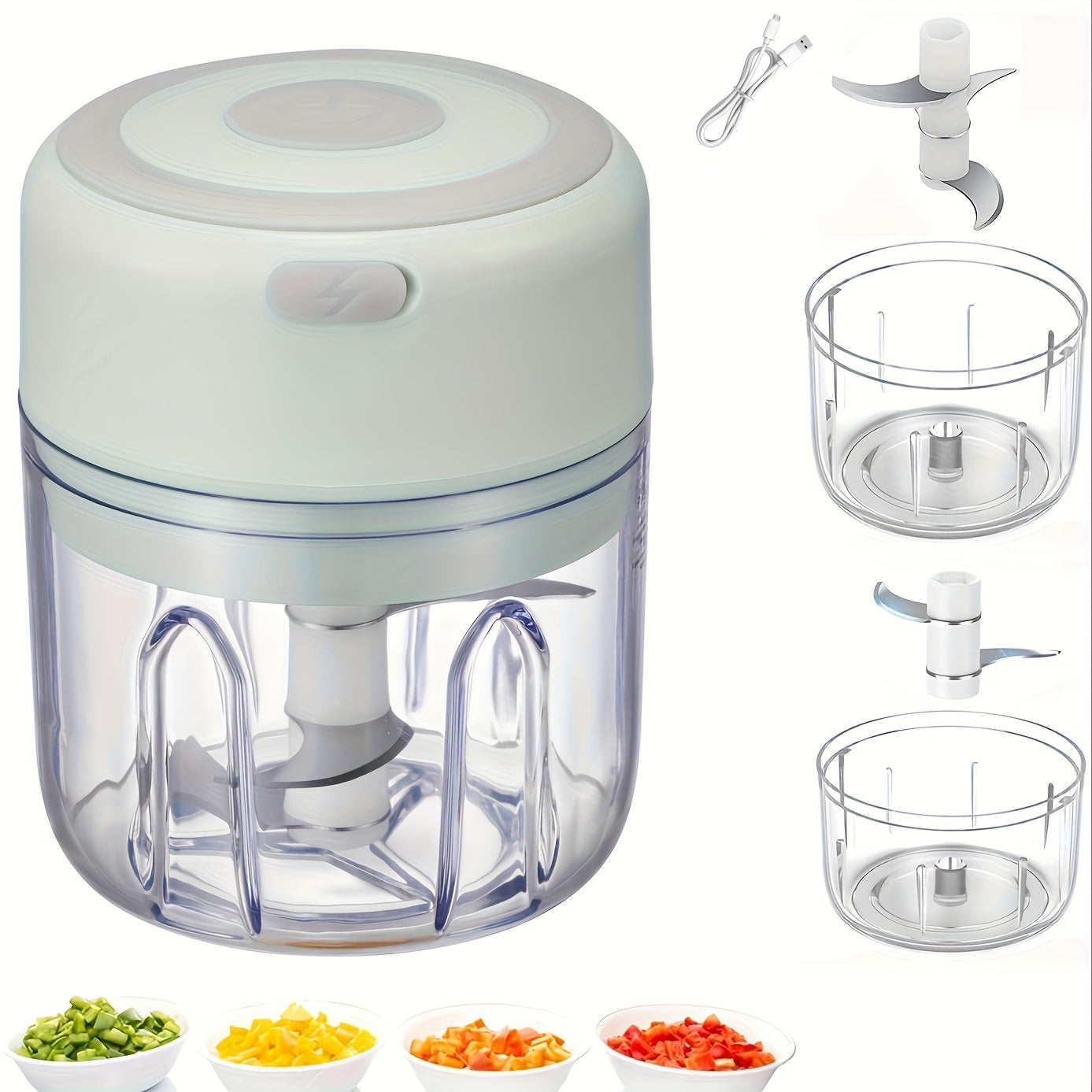 1pc 1set Wireless Portable Electric Food Chopper, Mini Electric Garlic Crusher, Upgrade Your Kitchen With This Powerful Electric Garlic Chopper - 3.38/ 8.45oz USB Meat Grinder & Masher!
