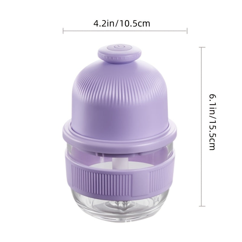 1pc Electric Garlic Chopper, Mini Portable Vegetable Chopper, 11.83oz GarlicGrinderCrusher Onion Chopper, Vegetable Blender, Cordless Food Processor for Ginger.ChiliFruits, Meat, Etc, Blender Machine Barbell, Kitchen Gadgets