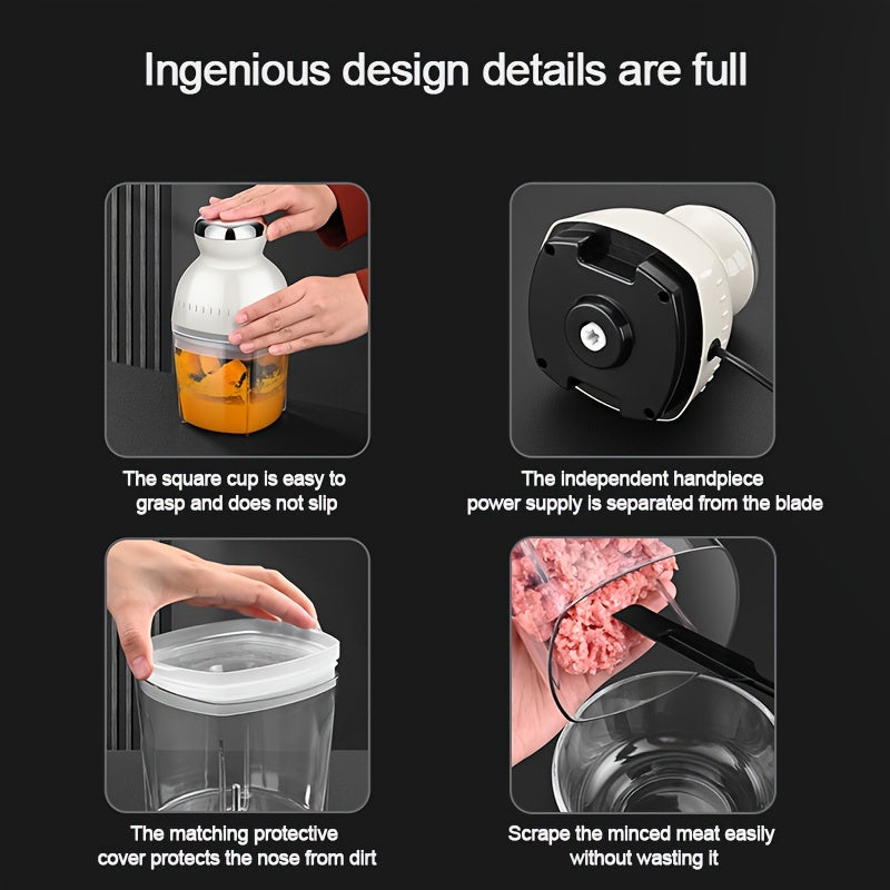1pc American Standard 110V Meat Grinder, Multifunctional Mini Cooking Machine, Portable Non- Meat Grinder, Electric Meat Grinder, Vegetable Cutter, Suitable for 4-5 People, with A Capacity Of 1 -3 Liters
