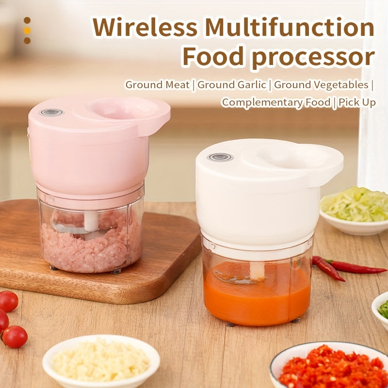 Cordless Portable Electric Food Chopper, Electric Garlic Crusher, Not Only Can Mince Meat And Vegetables But Also Slice And Whisk Eggs, Upgrade Your Kitchen with This Powerful Electric Garlic Chopper!, Kitchen Gadget, Meal Prep Tool, Portable Appliance,