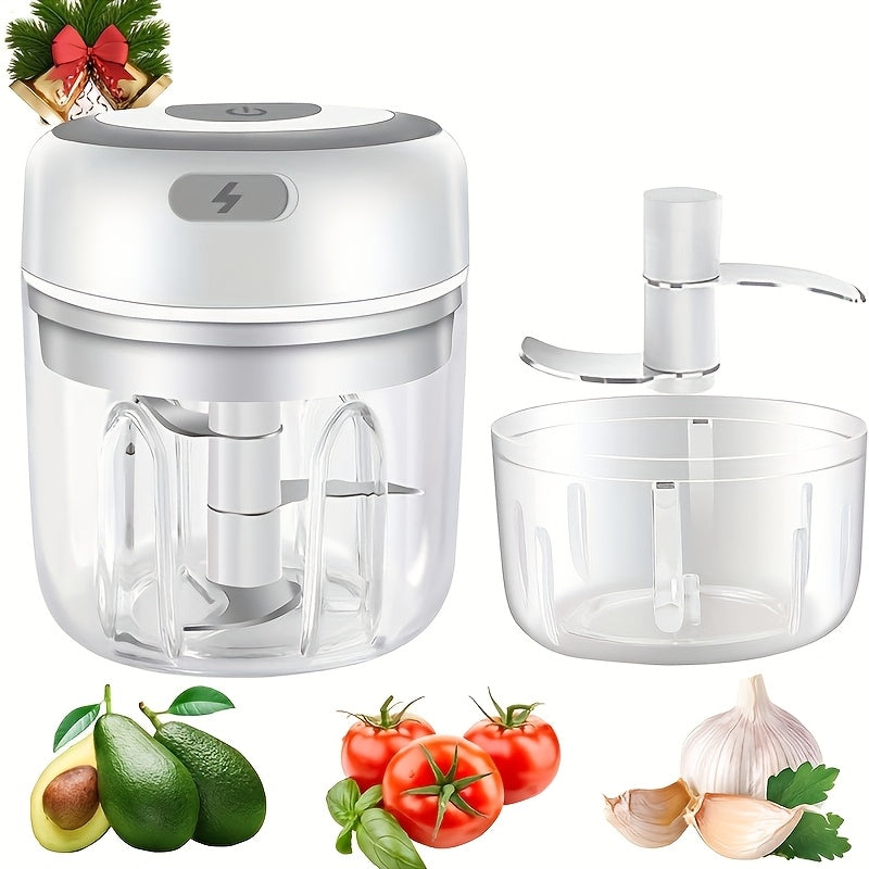 8.45oz Mini Rechargeable Garlic Chopper Meat Grinder, Durable And Sturdy, Ideal for Crushing Garlic, Peppers, Onions, Minced Meat, Nuts And More!