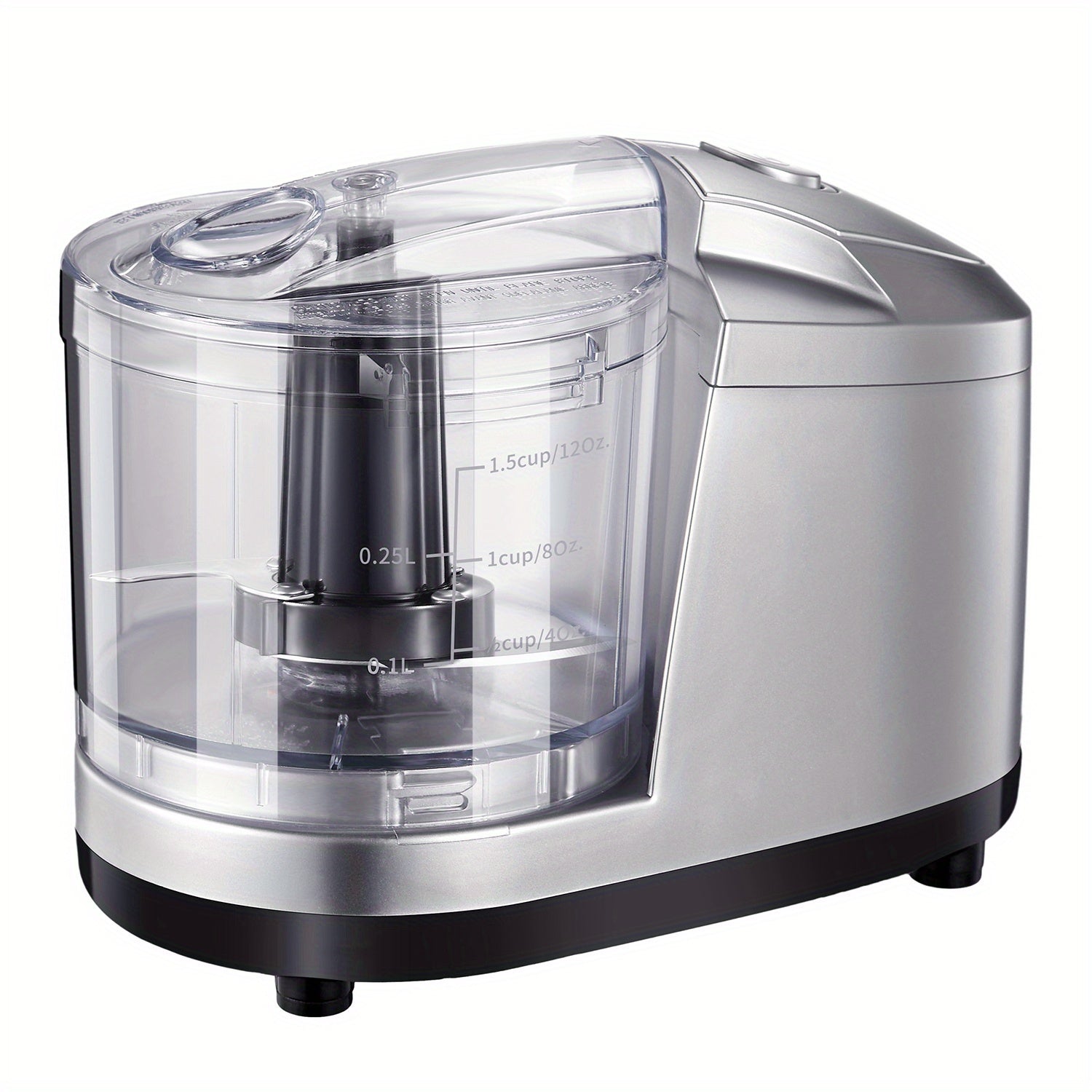 1.5-Cup Mini Electric Food Chopper, One-Touch 100W Food Processor & Meat Grinder | Mix, Chop, Mince & Blend | Easy to Clean, Stainless Steel Blade, Siver, by Yabano