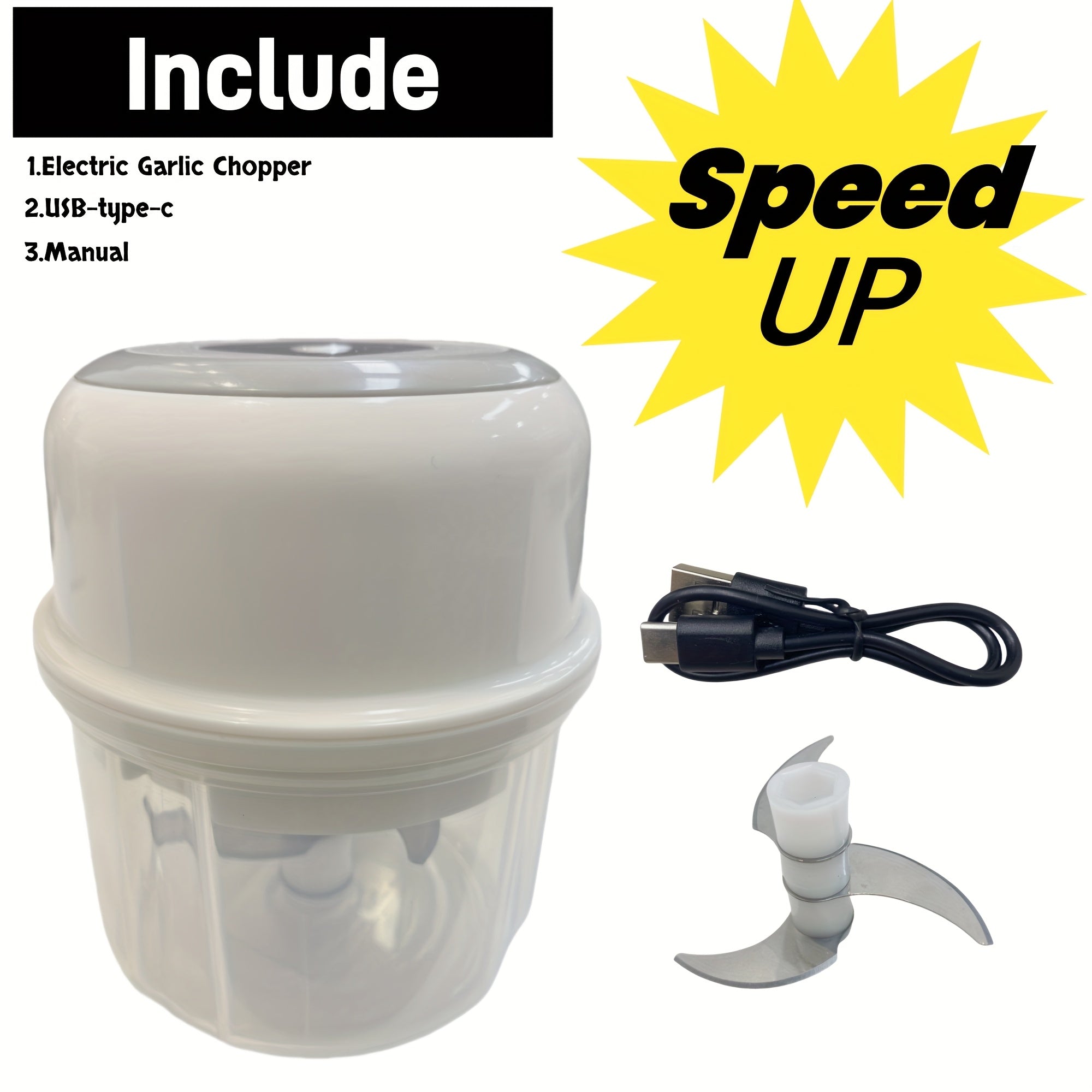 Electric Mini Garlic Chopper, Portable Mini Mincer Electric Food Processor, Garlic Mincer Onion Veggie Chopper, 8.45oz Mini Food Maker Presses for Chili Meat Spices Chopper Blender Machine