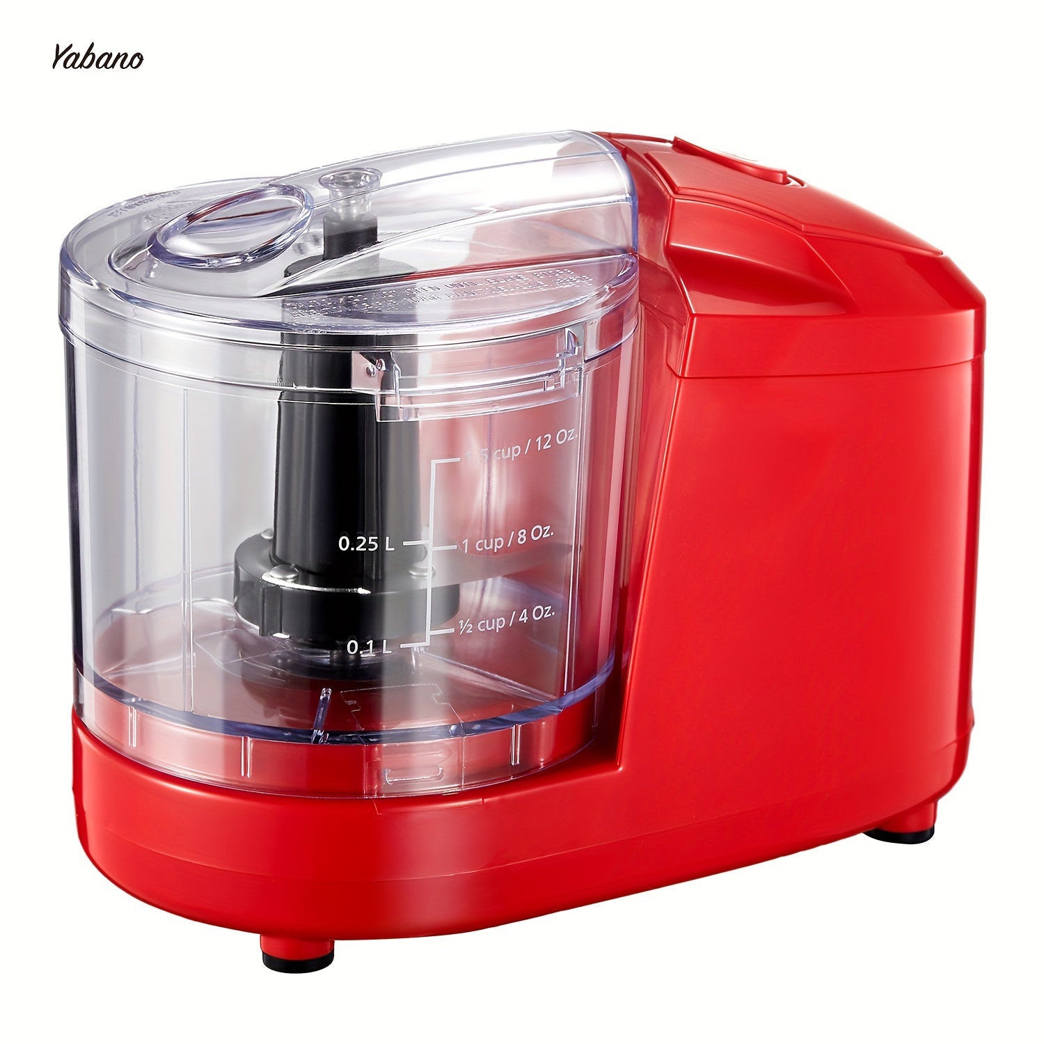 1.5-Cup Mini Electric Food Chopper, One-Touch 100W Food Processor & Meat Grinder | Mix, Chop, Mince & Blend | Easy to Clean, Stainless Steel Blade, Red, by Yabano