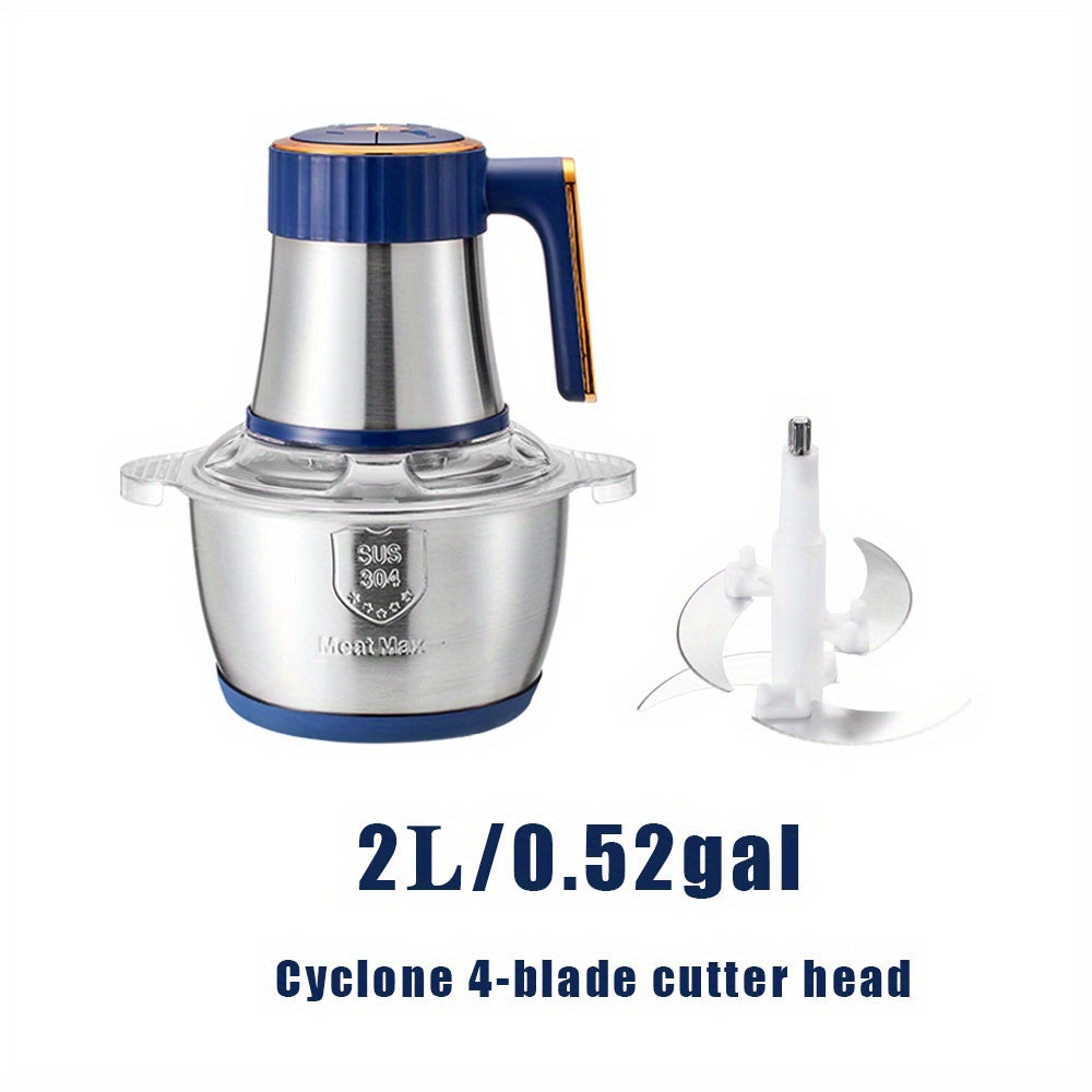 67.63oz/101.44oz/1.32gal 4-Blade/6-Blade Meat Grinder, Commercial Vegetable Chopper, Garlic Masher & Dough Mixing Machine, Electric Cookware, Food Contact Safe, 30000 RPM, US Plug, Stainless Steel Body, Multifunctional Kitchen Appliance, Food Preparation,