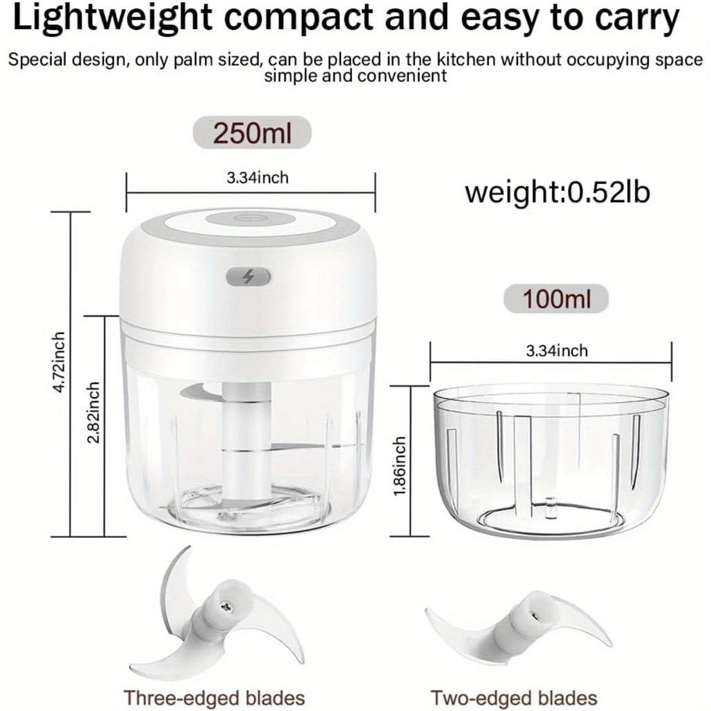 Get Ready to Chop: Electric Food Chopper - Mini Wireless Portable Meat Grinder, USB Charging Garlic Chopper! Easy to Clean, Suitable for Chili Peppers, Onions, Nuts, Etc. (White)Father's Day Gifts, Birthday Gifts, And Gifts for Both Men And Women father