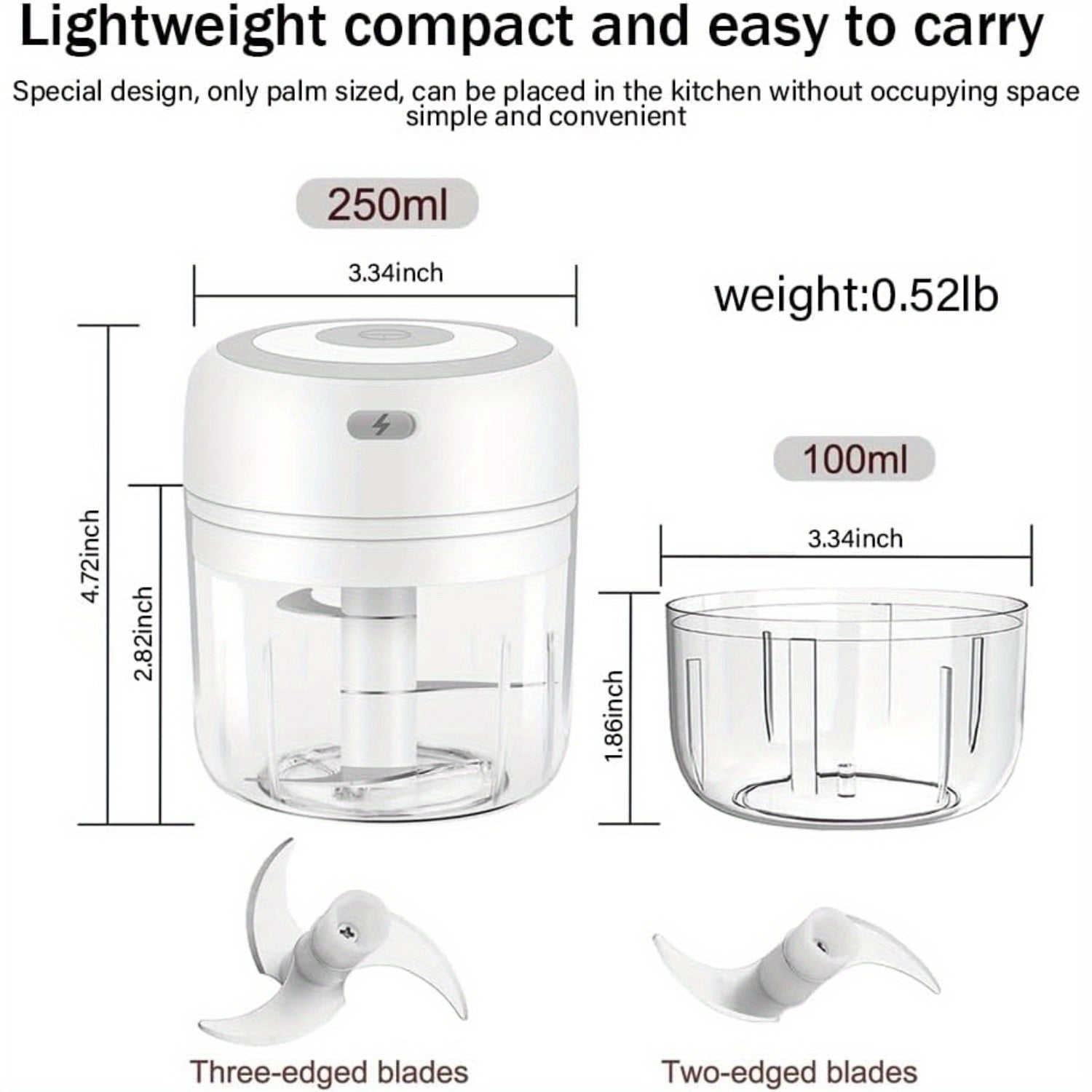 Get Ready to Chop: Electric Food Chopper - Mini Wireless Portable Meat Grinder, USB Charging Garlic Chopper! Easy to Clean, Suitable for Chili Peppers, Onions, Nuts, Etc. (White)Father's Day Gifts, Birthday Gifts, And Gifts for Both Men And Women father