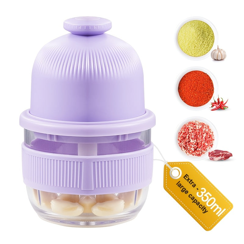 1pc Electric Garlic Chopper, Mini Portable Vegetable Chopper, 11.83oz GarlicGrinderCrusher Onion Chopper, Vegetable Blender, Cordless Food Processor for Ginger.ChiliFruits, Meat, Etc, Blender Machine Barbell, Kitchen Gadgets