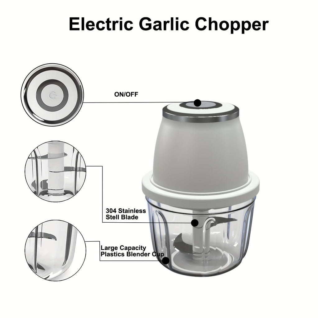 Electric Mini Garlic Mincer, 11.83oz USB Vegetable Onion Chopper, Portable Small Food Processor for Ginger, Chili, Vegetables, Meat, Mini kitchen appliances that are perfect for gift giving