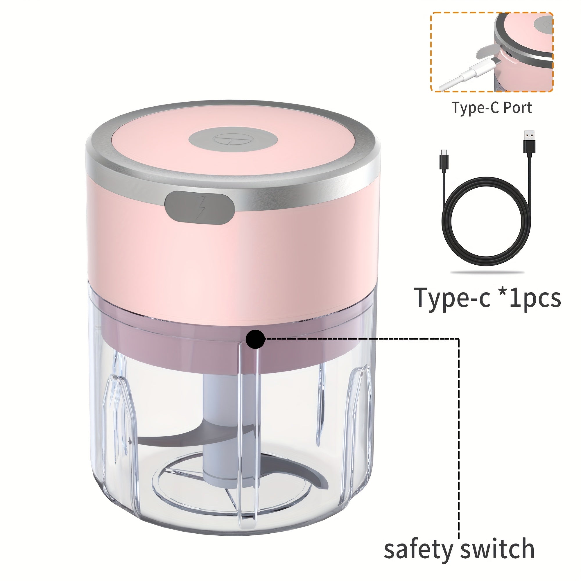 8.45oz Automatic Electric Garlic Masher & Meat Grinder - Multifunctional Kitchen Food Processor with Rechargeable Battery, Portable for Meat Grinding, Stuffing, and More, Food Preparation | Modern Kitchen Gadget | Durable Plastic Body, Garlic Press