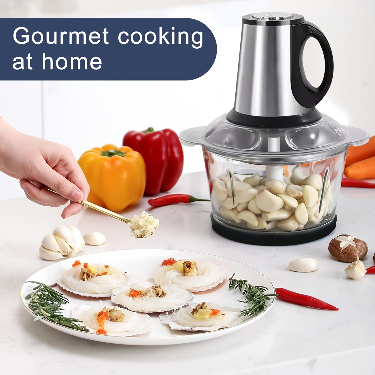 Dual Bowl & Blades Electric Meat Grinder | 101.45oz 3-Speed Food Processor - Multifunctional Kitchen Tool for Chopping Veggies/Nuts/Onions, Grinding Meat, Salads, Garlic Press, Mashing & Dough, Manual Meat Grinder, Meat Grinder Heavy Duty, Grinder for